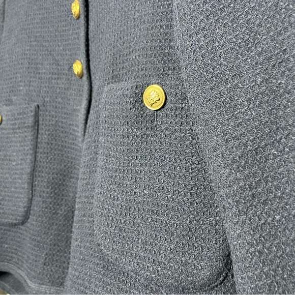 Zara Women Blogger Favorite Blazer Jacket XS Black Gold Crest Preppy Capsule - Picture 3 of 8